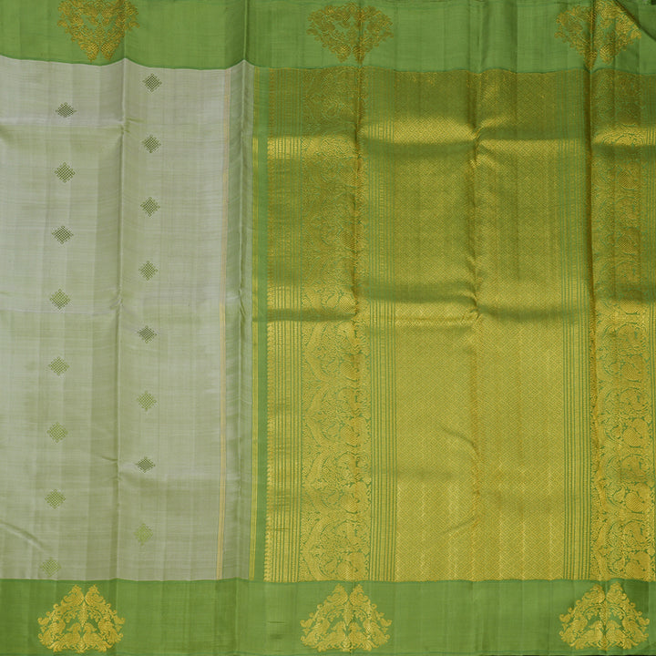Hayagrivas Handloom Pastel Green Kanjivaram Silk Saree with Leaf Green Border KBFL191F1-1