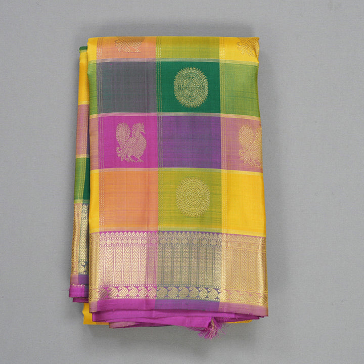 Hayagrivas Handloom Multicolour Checks Kanjivaram Silk Saree KBFL193F1-1