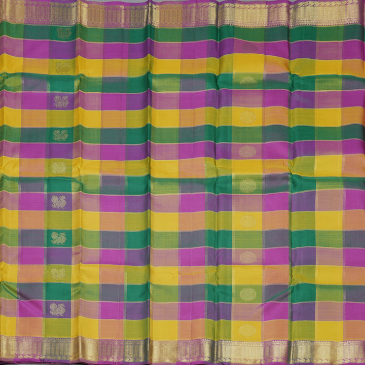 Hayagrivas Handloom Multicolour Checks Kanjivaram Silk Saree KBFL193F1-1