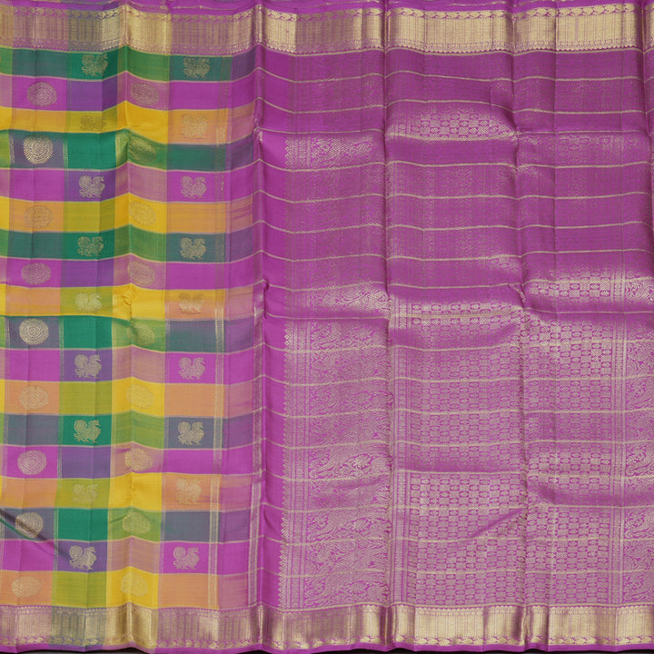 Hayagrivas Handloom Multicolour Checks Kanjivaram Silk Saree KBFL193F1-1