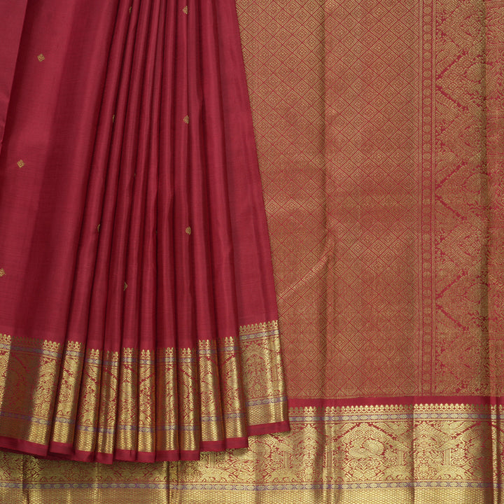 Hayagrivas Handloom Maroon Kanjivaram Silk Saree KBFL196F1-1