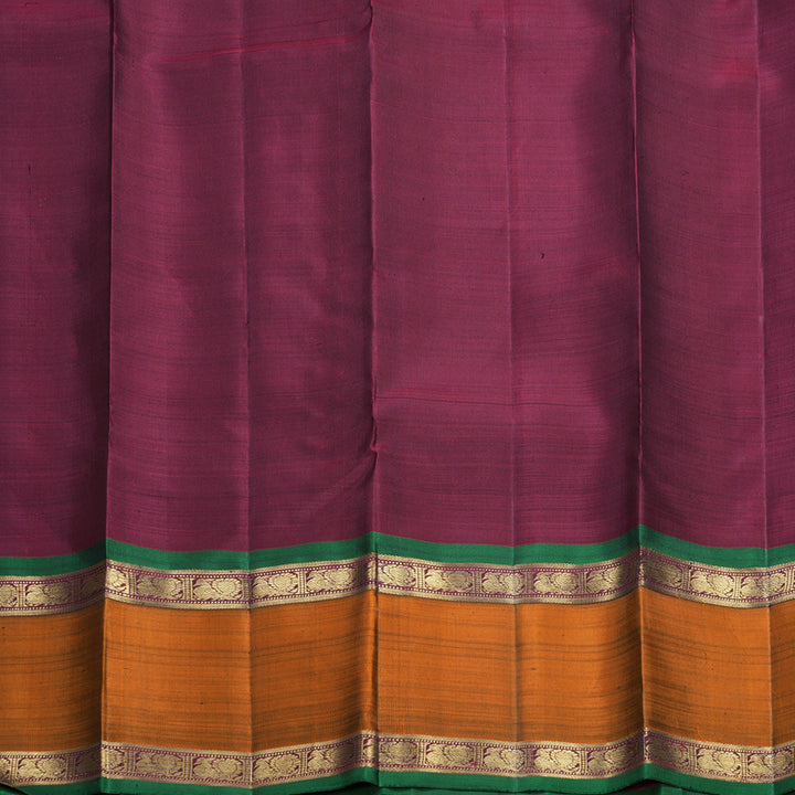 Hayagrivas Handloom Grey Kanjivaram Silk Saree with Rust Orange Border KBFL200F1-1