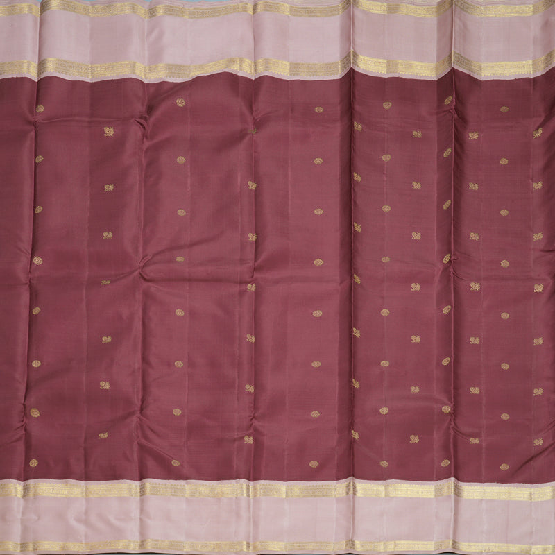 Hayagrivas Handloom Burgundy Kanjivaram Silk Saree with Onion Pink Border KBFL201G1-1-SBS-BF201