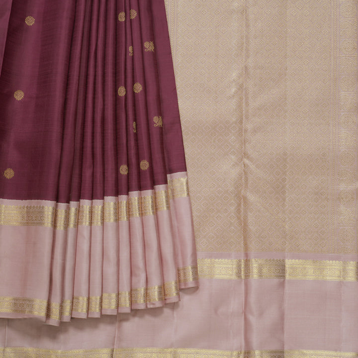 Hayagrivas Handloom Burgundy Kanjivaram Silk Saree with Onion Pink Border KBFL201G1-1-SBS-BF201