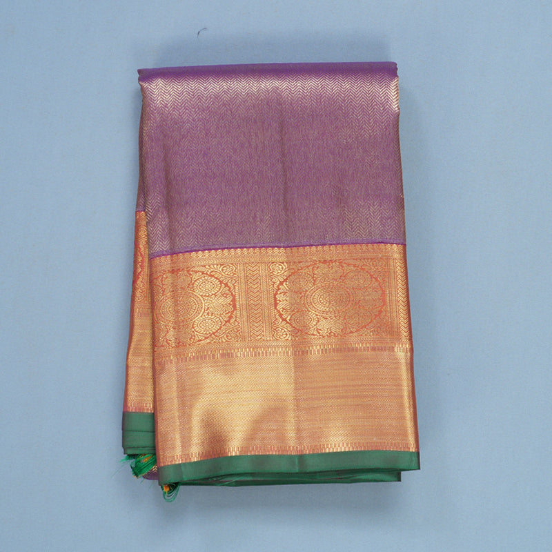 Hayagrivas Handloom Lavender Kanjivaram Silk Saree with Rust Orange Border KBFL202G1-1-SBS-BF202