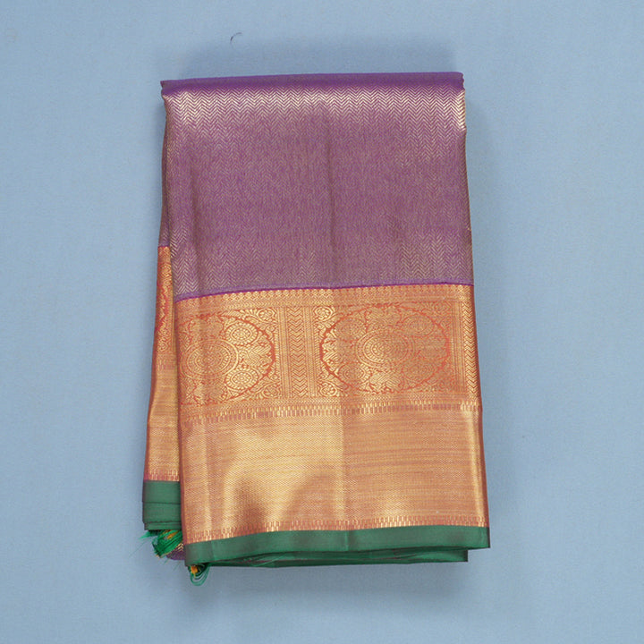 Hayagrivas Handloom Lavender Kanjivaram Silk Saree with Rust Orange Border KBFL202G1-1-SBS-BF202