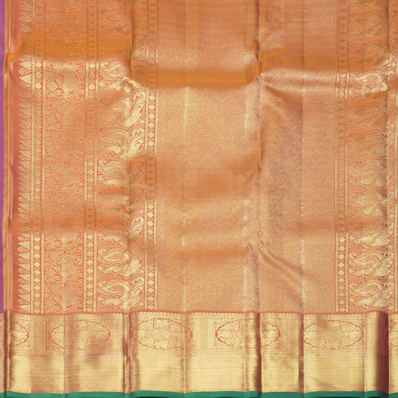 Hayagrivas Handloom Lavender Kanjivaram Silk Saree with Rust Orange Border KBFL202G1-1-SBS-BF202