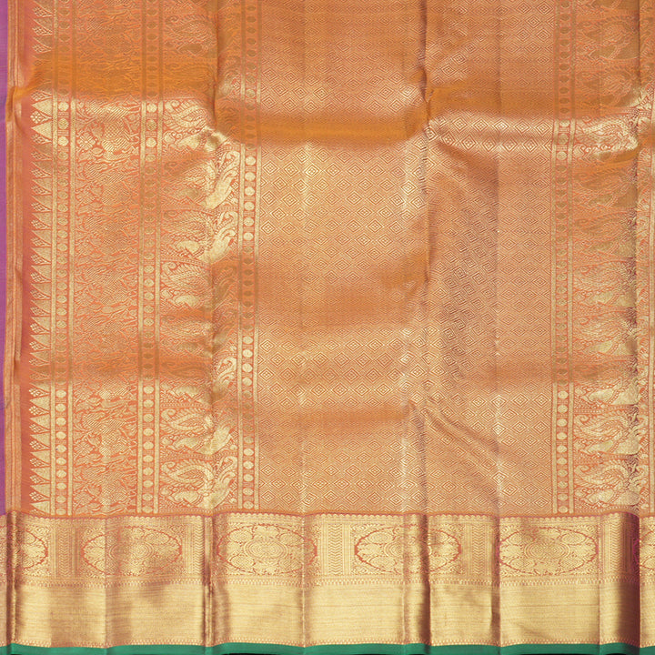 Hayagrivas Handloom Lavender Kanjivaram Silk Saree with Rust Orange Border KBFL202G1-1-SBS-BF202