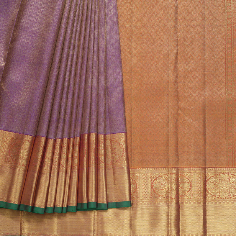 Hayagrivas Handloom Lavender Kanjivaram Silk Saree with Rust Orange Border KBFL202G1-1-SBS-BF202