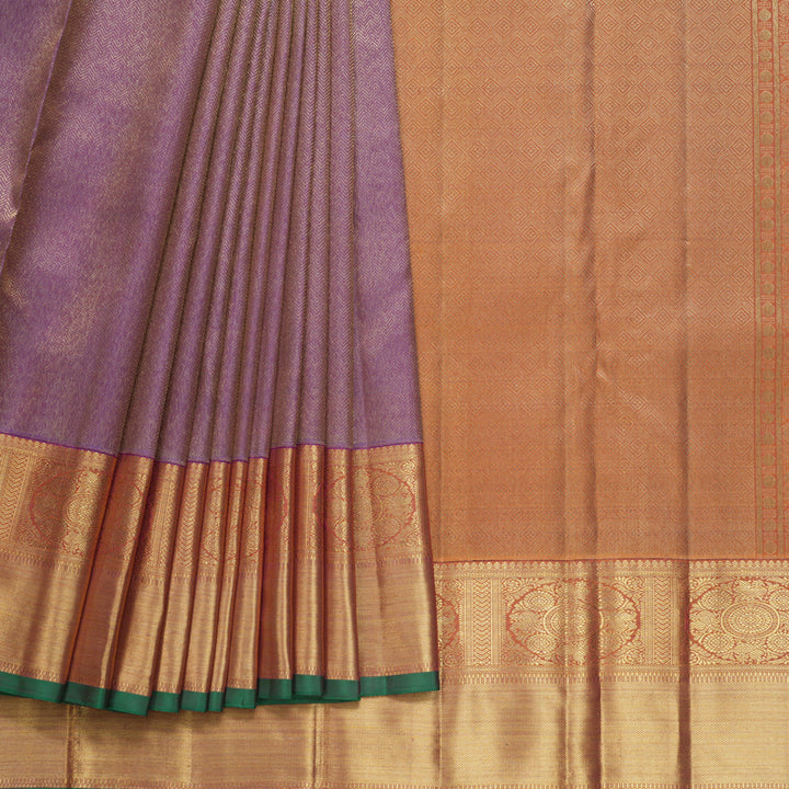 Hayagrivas Handloom Lavender Kanjivaram Silk Saree with Rust Orange Border KBFL202G1-1-SBS-BF202