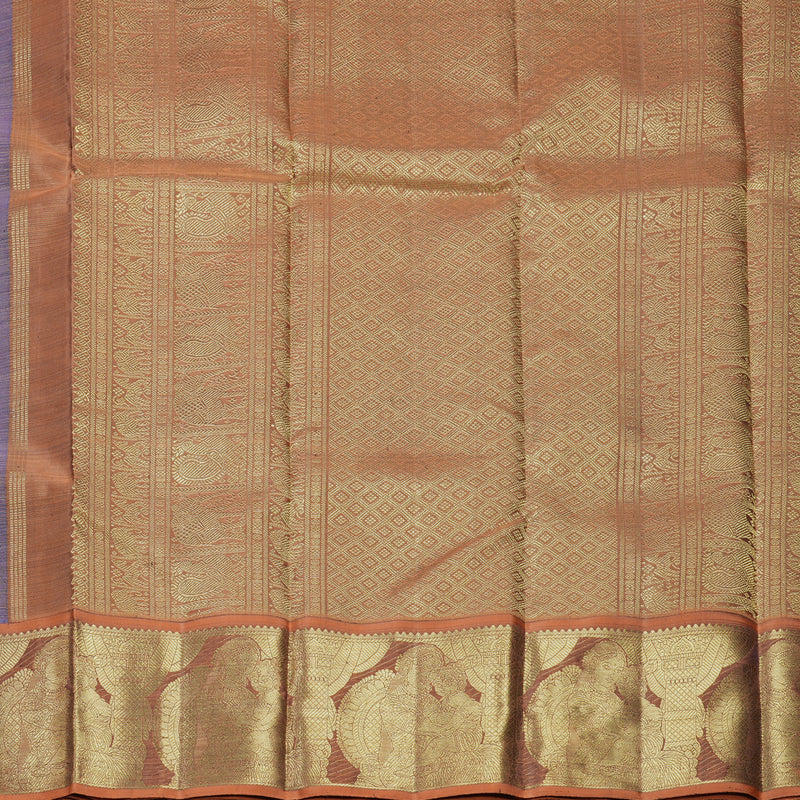 Hayagrivas Handloom Royal Blue Kanjivaram Silk Saree with Rust Orange Border KBFL203G1-1-SBS-BF203