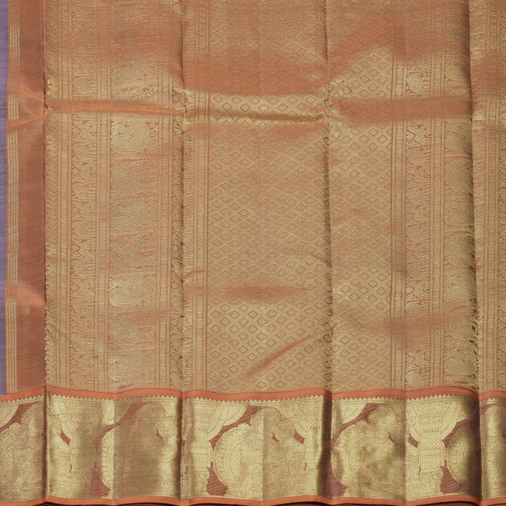 Hayagrivas Handloom Royal Blue Kanjivaram Silk Saree with Rust Orange Border KBFL203G1-1-SBS-BF203