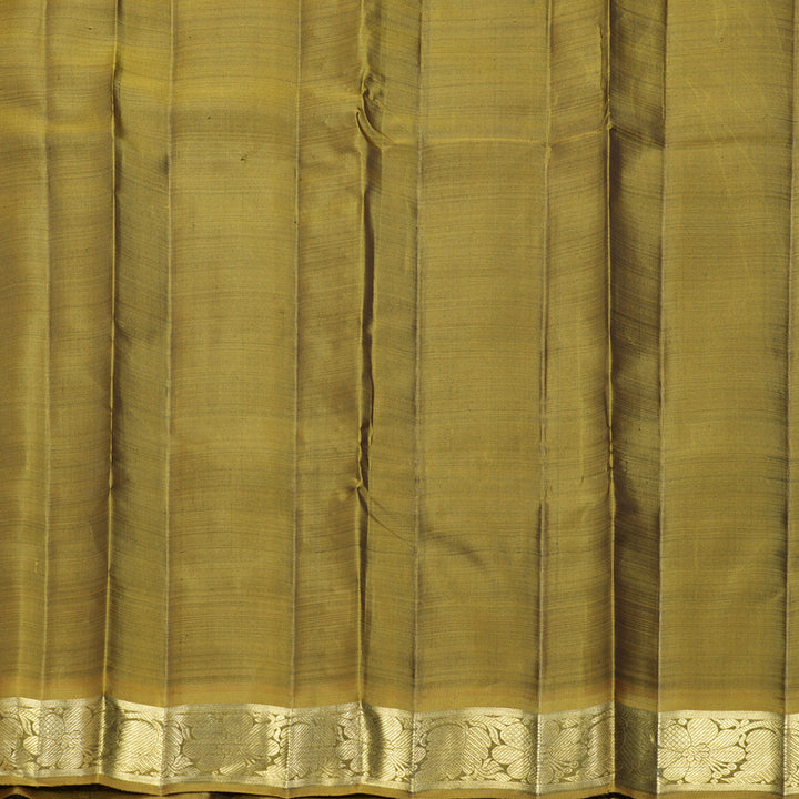 Hayagrivas Handloom Black Kanjivaram Silk Saree with Olive Green Border KBFL204G1-1-SBS-BF204