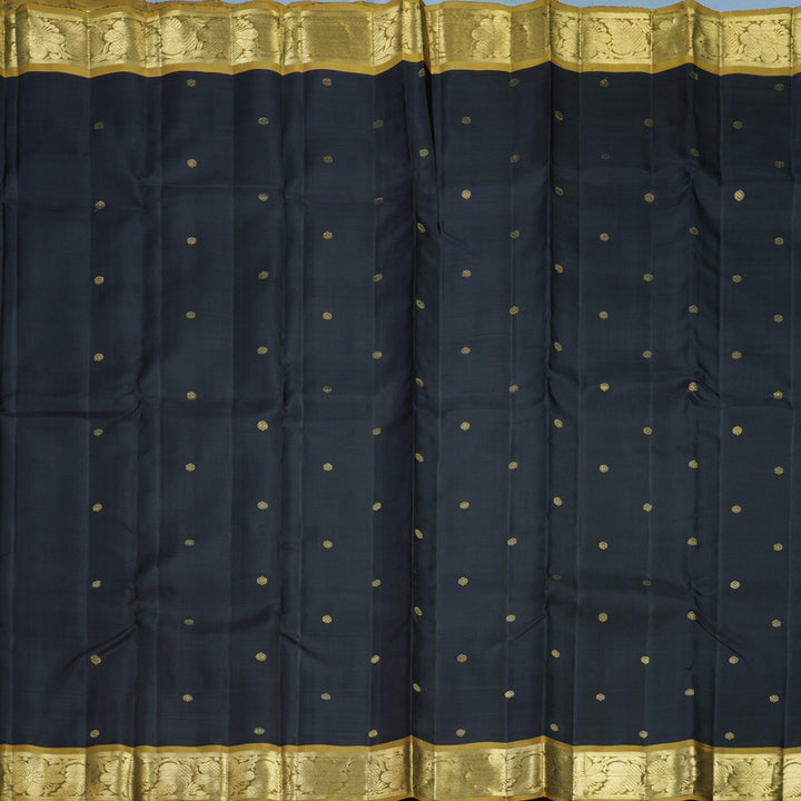 Hayagrivas Handloom Black Kanjivaram Silk Saree with Olive Green Border KBFL204G1-1-SBS-BF204