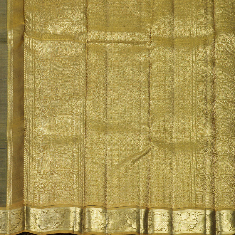Hayagrivas Handloom Black Kanjivaram Silk Saree with Olive Green Border KBFL204G1-1-SBS-BF204