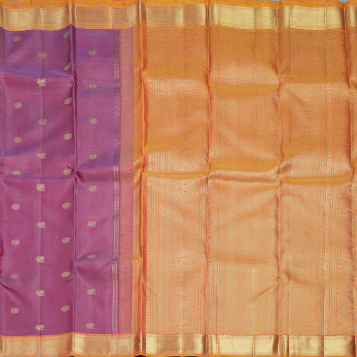 Hayagrivas Handloom Vadamalli Purple Kanjivaram Silk Saree with Orange Border KBFL207G1-1-SBS-BF207