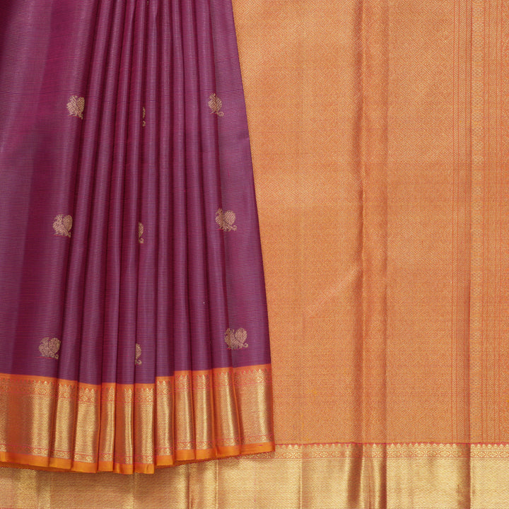 Hayagrivas Handloom Vadamalli Purple Kanjivaram Silk Saree with Orange Border KBFL207G1-1-SBS-BF207