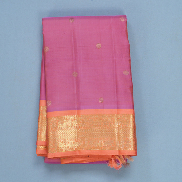 Hayagrivas Handloom Persian Pink Kanjivaram Silk Saree with Peach Pink Border KBFL209G1-1-SBS-BF209