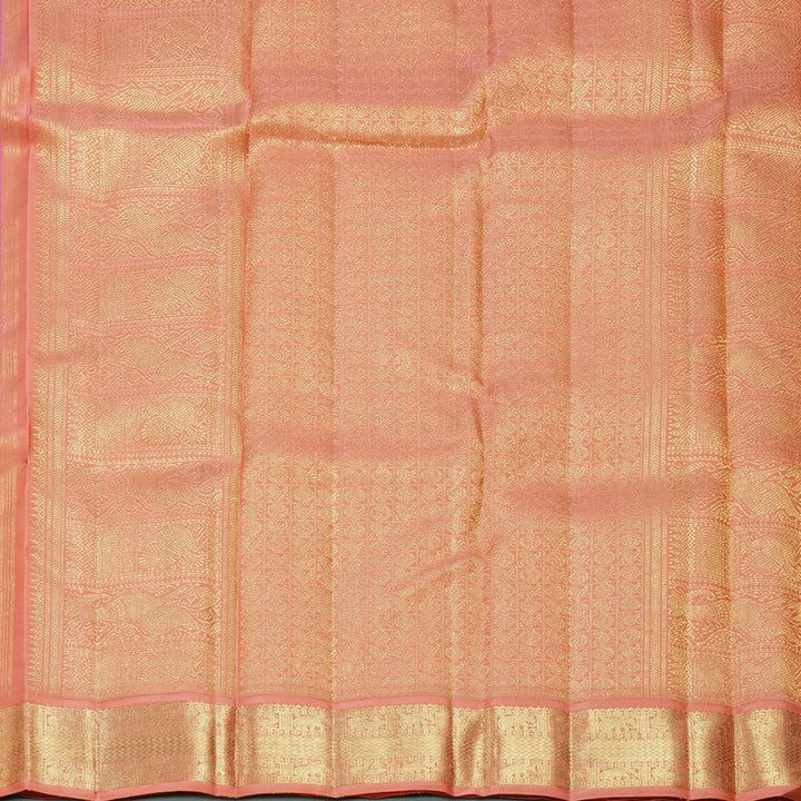 Hayagrivas Handloom Persian Pink Kanjivaram Silk Saree with Peach Pink Border KBFL209G1-1-SBS-BF209