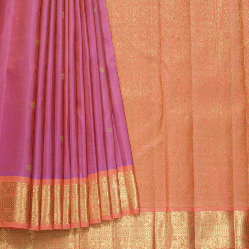Hayagrivas Handloom Persian Pink Kanjivaram Silk Saree with Peach Pink Border KBFL209G1-1-SBS-BF209