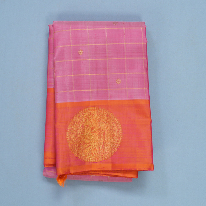 Hayagrivas Handloom Pink Kanjivaram Silk Saree with Orangish-Pink Border KBFL210G1-1-SBS-BF210
