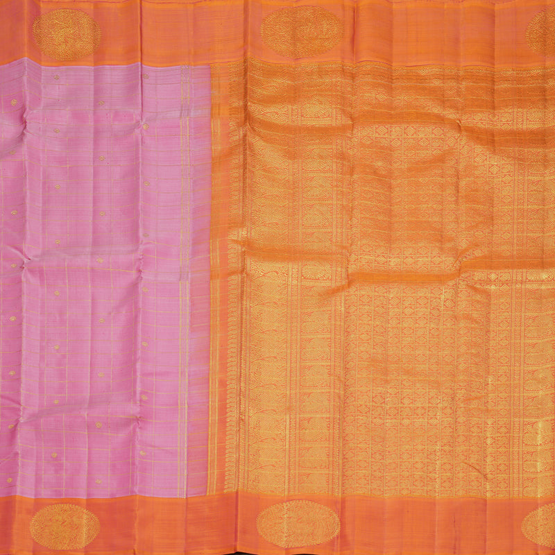 Hayagrivas Handloom Pink Kanjivaram Silk Saree with Orangish-Pink Border KBFL210G1-1-SBS-BF210