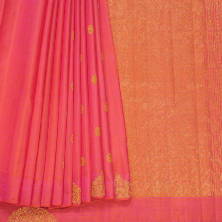 Hayagrivas Handloom Orangish-Pink Kanjivaram Silk Saree KBFL215G1-1-BF215-SBS