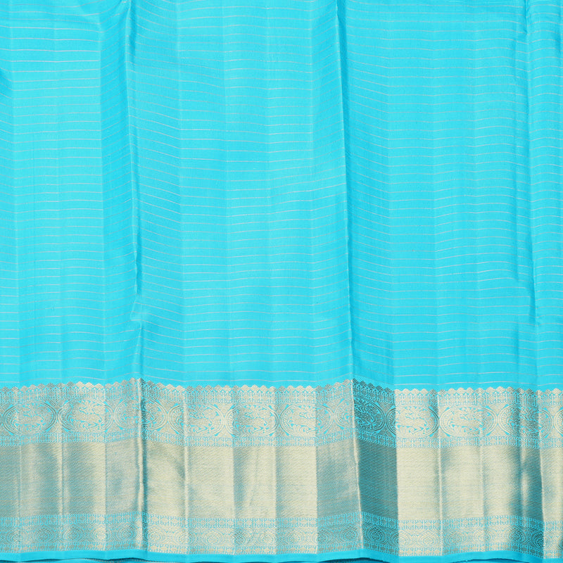 Hayagrivas Handloom Ananda Blue Kanjivaram Silk Saree with Sky Blue Border KBF216G1-1-SBS-BF216