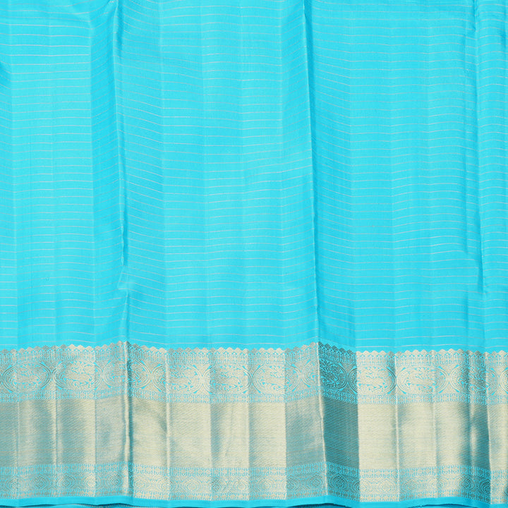 Hayagrivas Handloom Ananda Blue Kanjivaram Silk Saree with Sky Blue Border KBF216G1-1-SBS-BF216