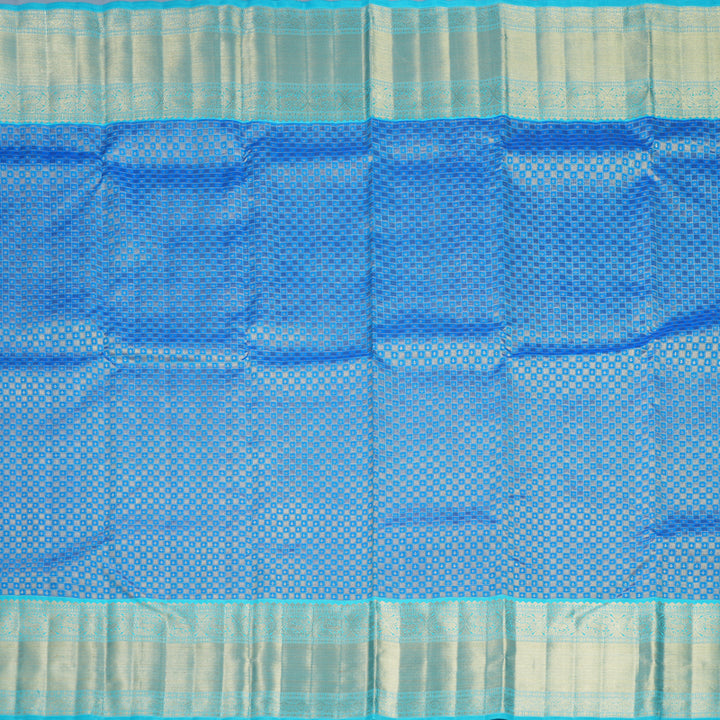 Hayagrivas Handloom Ananda Blue Kanjivaram Silk Saree with Sky Blue Border KBF216G1-1-SBS-BF216