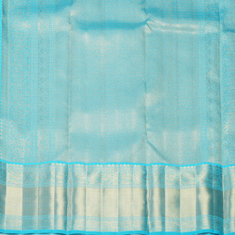 Hayagrivas Handloom Ananda Blue Kanjivaram Silk Saree with Sky Blue Border KBF216G1-1-SBS-BF216