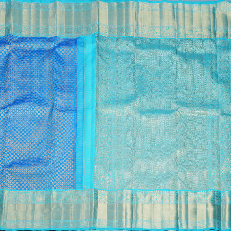 Hayagrivas Handloom Ananda Blue Kanjivaram Silk Saree with Sky Blue Border KBF216G1-1-SBS-BF216