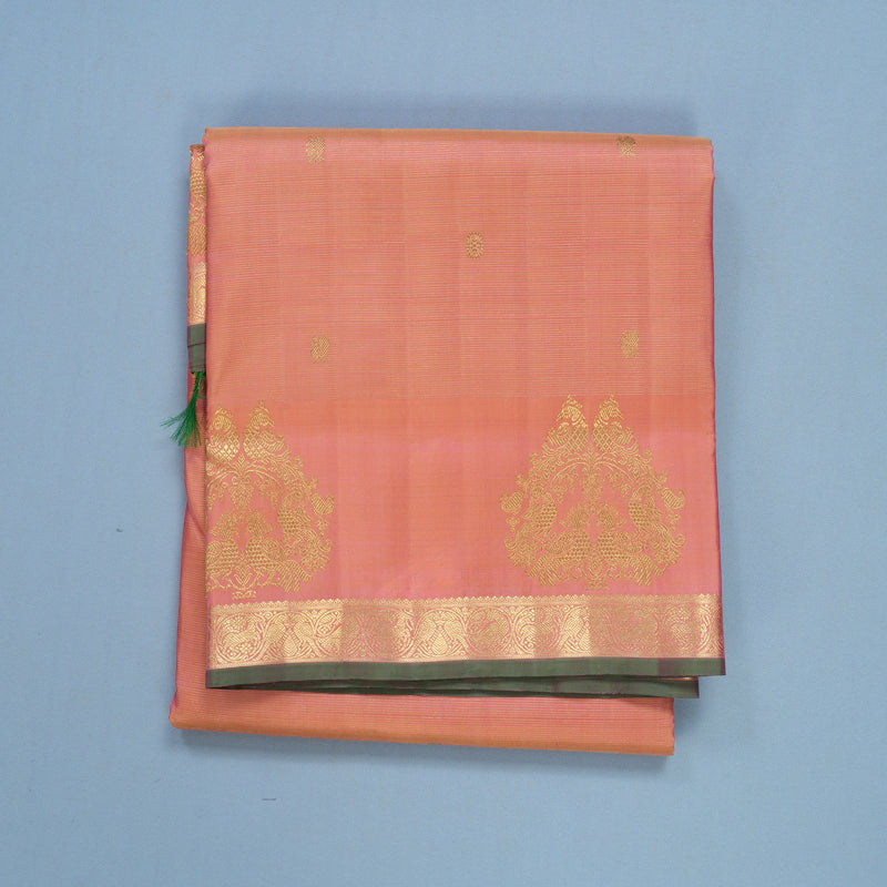 Hayagrivas Handloom Peach Pink Kanjivaram Ten Yards Silk Saree KBFL217G1-1-SBS-BF217