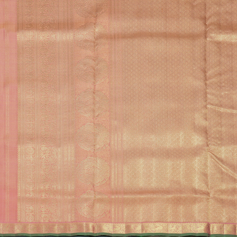 Hayagrivas Handloom Peach Pink Kanjivaram Ten Yards Silk Saree KBFL217G1-1-SBS-BF217