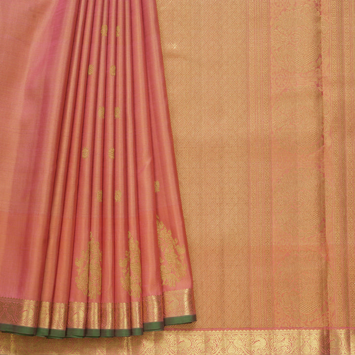 Hayagrivas Handloom Peach Pink Kanjivaram Ten Yards Silk Saree KBFL217G1-1-SBS-BF217