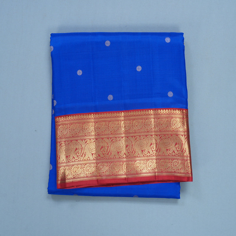 Hayagrivas Handloom MS Blue Kanjivaram Ten Yards Silk Saree KBFL218G1-1-SBS-BF218