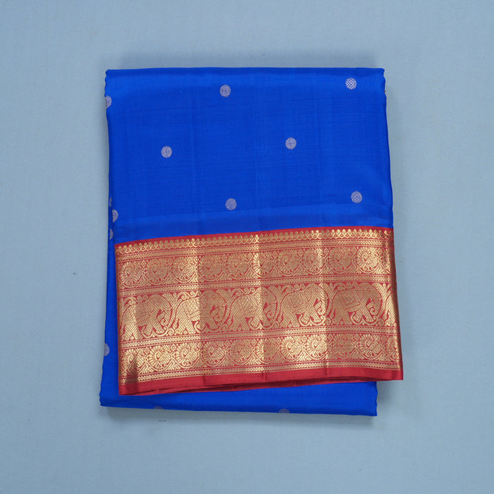 Hayagrivas Handloom MS Blue Kanjivaram Ten Yards Silk Saree KBFL218G1-1-SBS-BF218