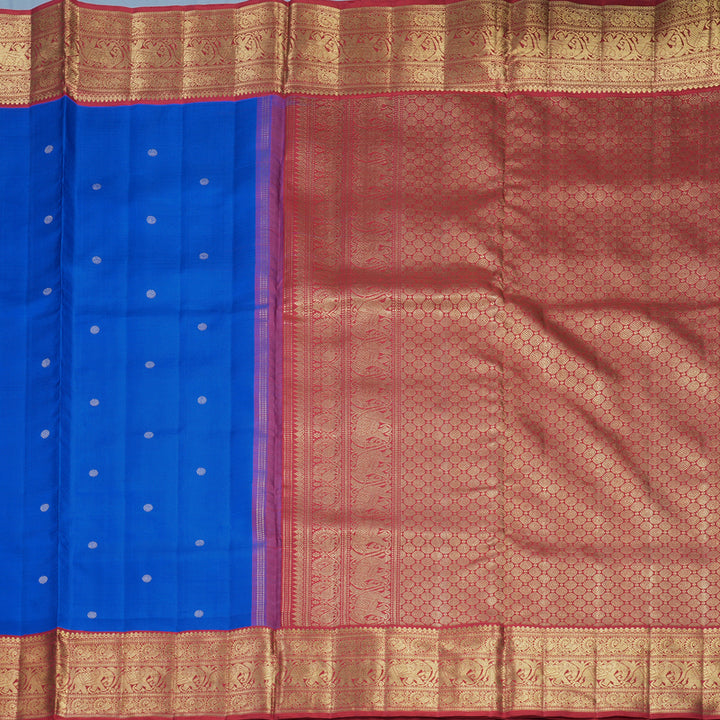 Hayagrivas Handloom MS Blue Kanjivaram Ten Yards Silk Saree KBFL218G1-1-SBS-BF218