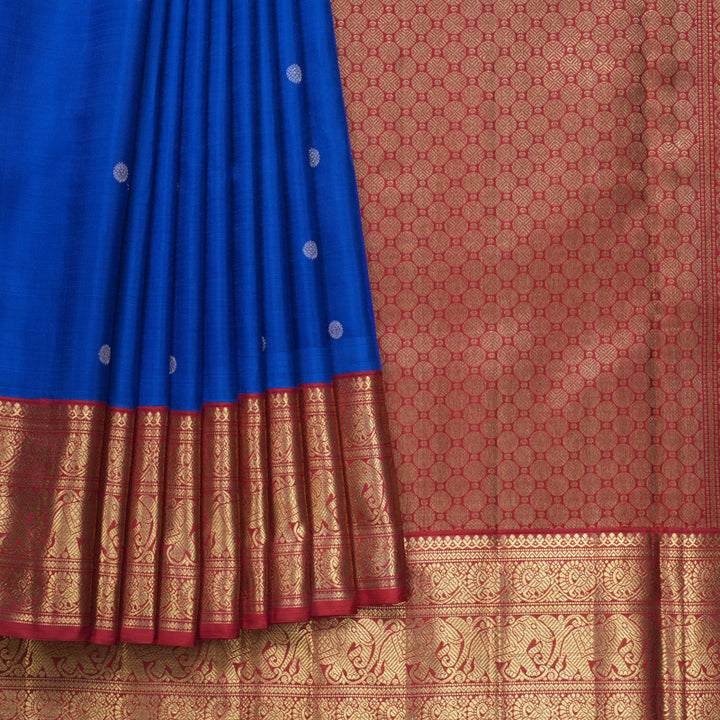 Hayagrivas Handloom MS Blue Kanjivaram Ten Yards Silk Saree KBFL218G1-1-SBS-BF218