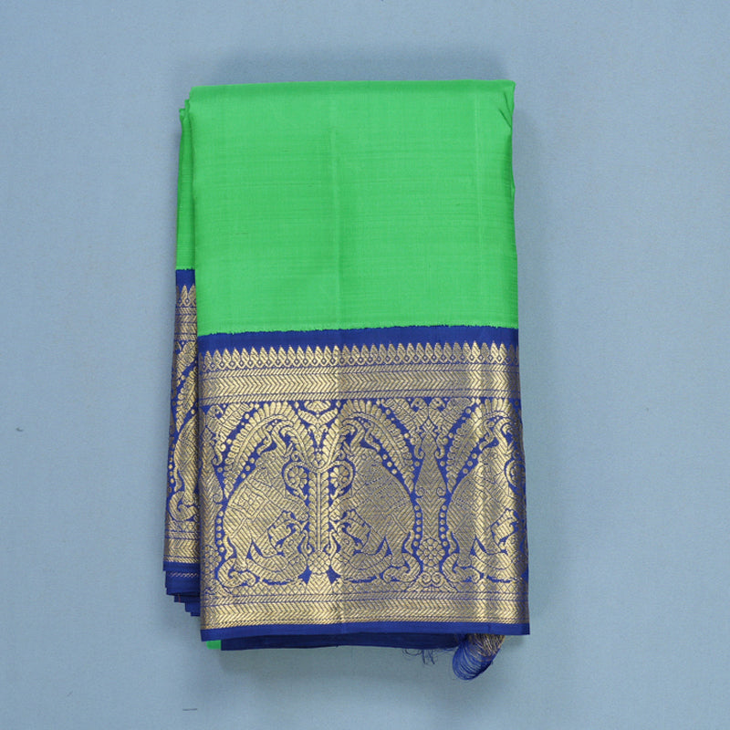 Hayagrivas Handloom Meenakshi Green Kanjivaram Silk Saree with Dark Blue Border KBFL219G1-1-SBS-BF219