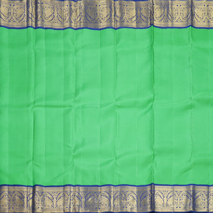 Hayagrivas Handloom Meenakshi Green Kanjivaram Silk Saree with Dark Blue Border KBFL219G1-1-SBS-BF219