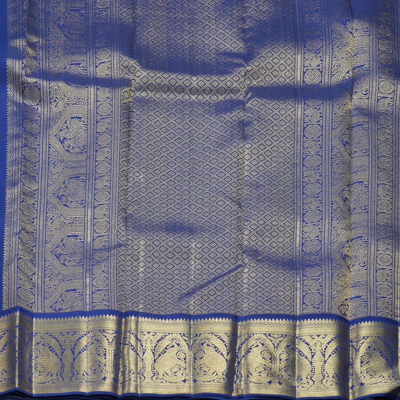 Hayagrivas Handloom Meenakshi Green Kanjivaram Silk Saree with Dark Blue Border KBFL219G1-1-SBS-BF219