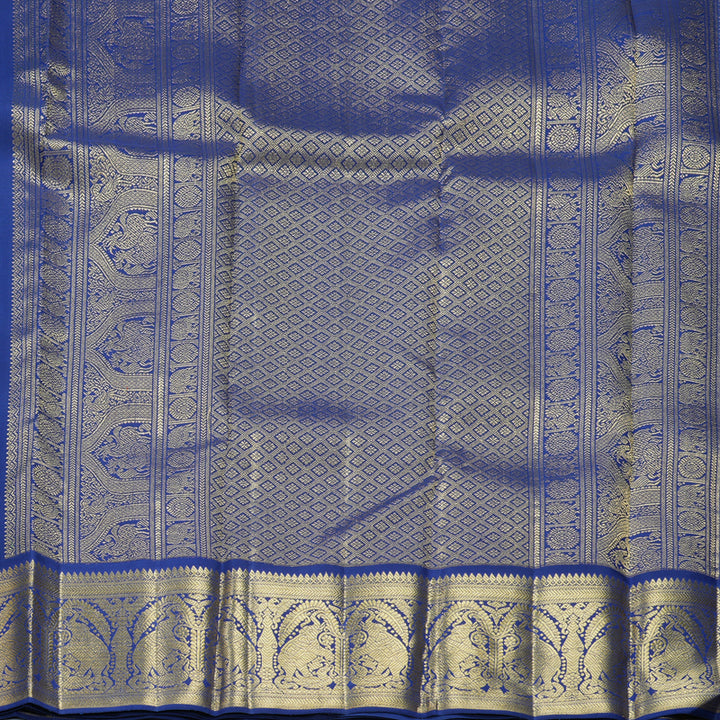 Hayagrivas Handloom Meenakshi Green Kanjivaram Silk Saree with Dark Blue Border KBFL219G1-1-SBS-BF219