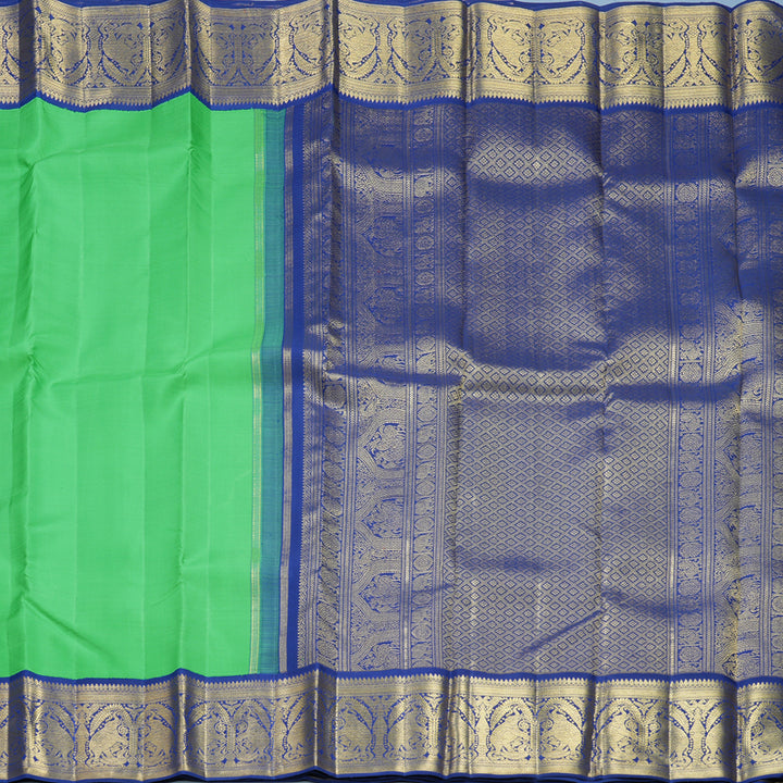 Hayagrivas Handloom Meenakshi Green Kanjivaram Silk Saree with Dark Blue Border KBFL219G1-1-SBS-BF219