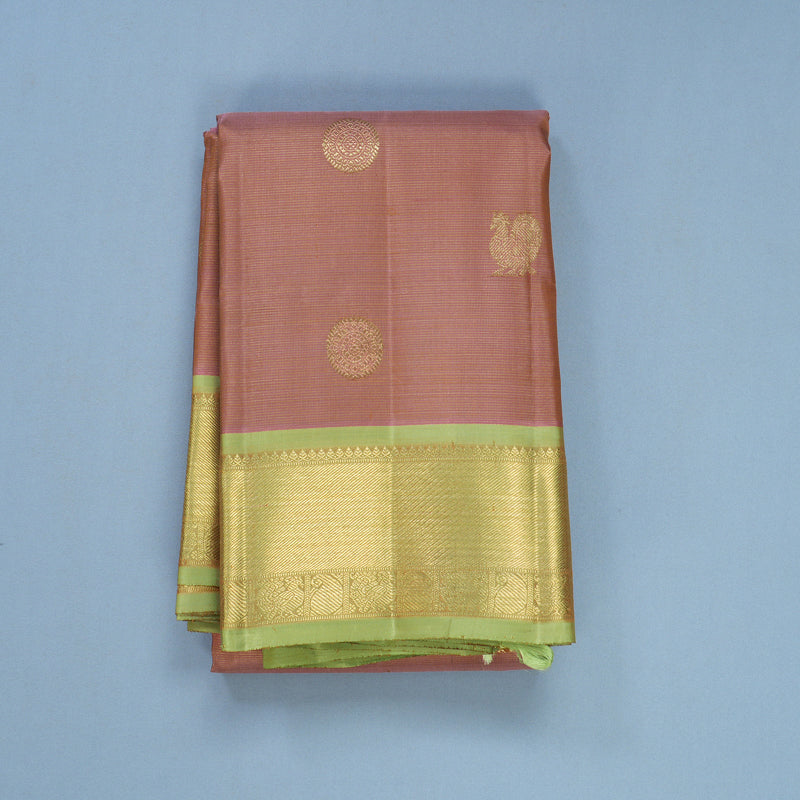 Hayagrivas Handloom Onion Pink Kanjivaram Silk Saree with Pista Green Border KBFL224G1-1-SBS-BF224