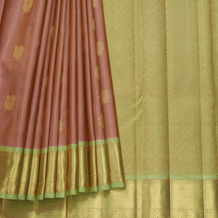 Hayagrivas Handloom Onion Pink Kanjivaram Silk Saree with Pista Green Border KBFL224G1-1-SBS-BF224