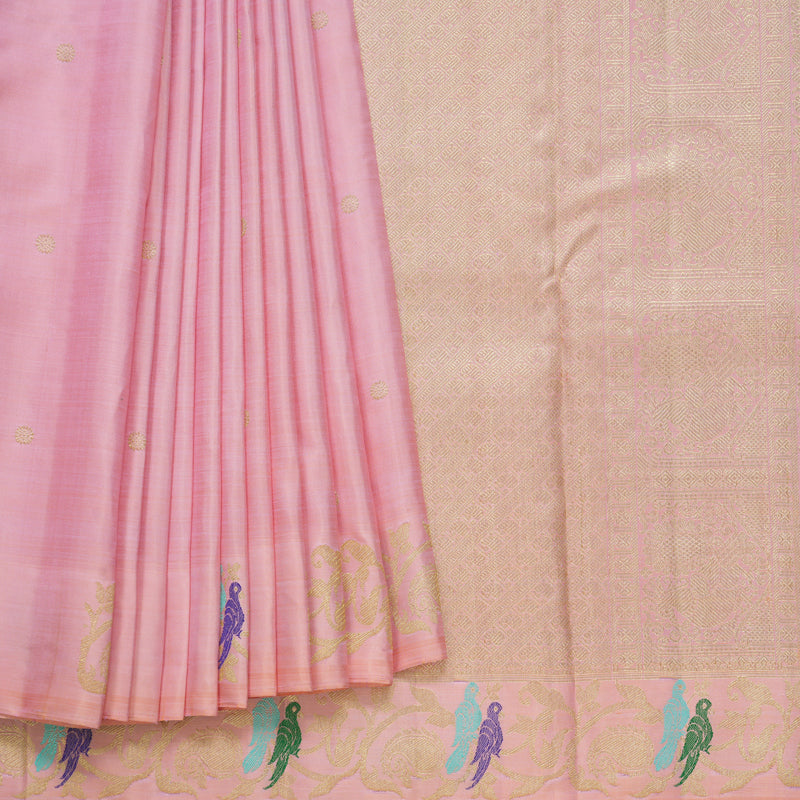 Hayagrivas Handloom Rose Pink Kanjivaram Silk Saree KBFL225G1-1-SBS-BF225