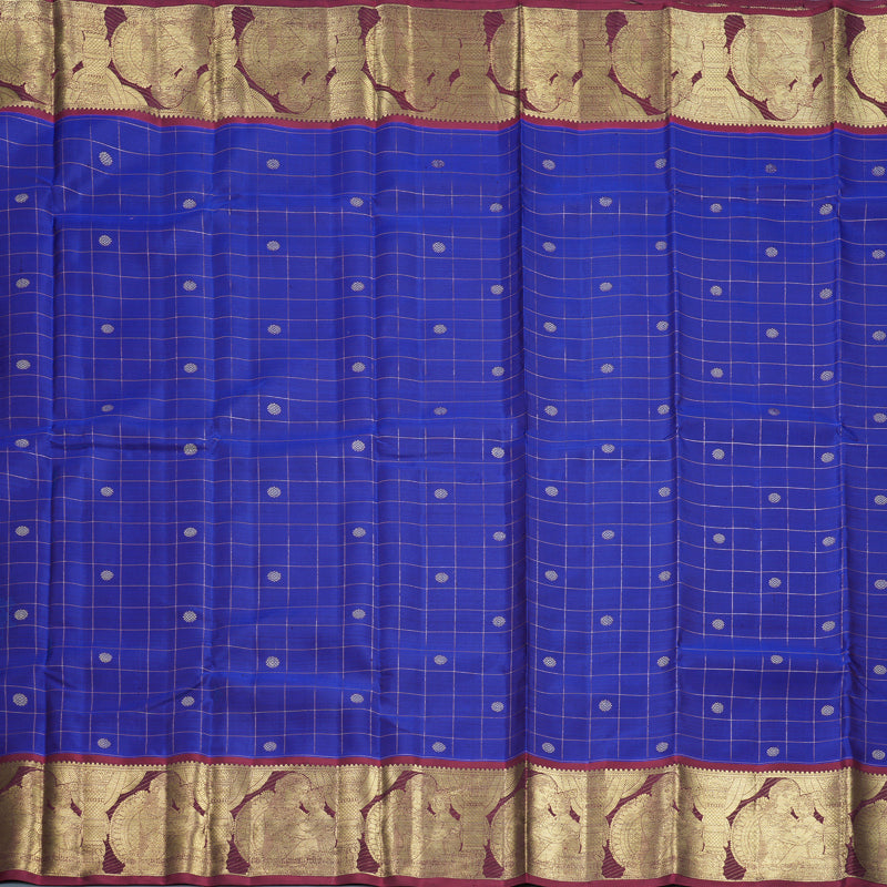 Hayagrivas Handloom MS Blue Kanjivaram Silk Saree with Maroon Border KBFL226G1-1-SBS-BF226