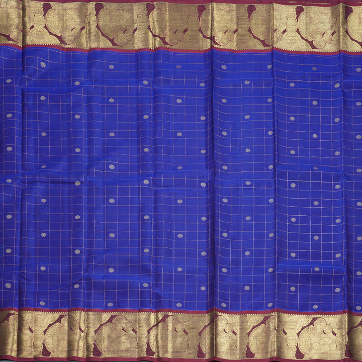 Hayagrivas Handloom MS Blue Kanjivaram Silk Saree with Maroon Border KBFL226G1-1-SBS-BF226