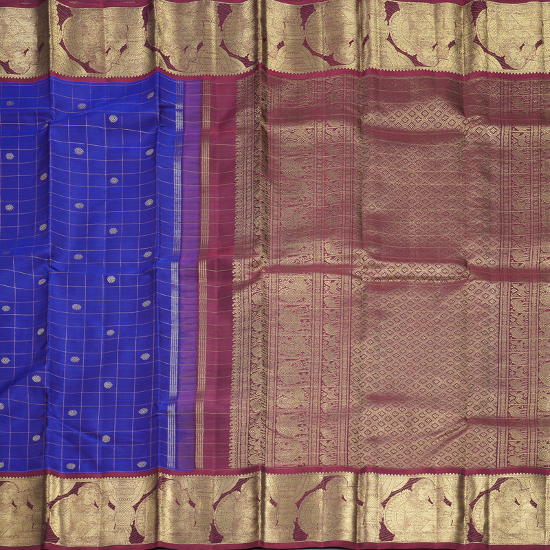 Hayagrivas Handloom MS Blue Kanjivaram Silk Saree with Maroon Border KBFL226G1-1-SBS-BF226